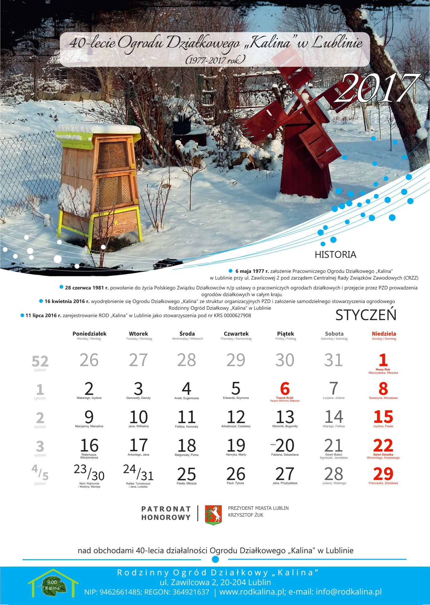 Kalendarz - 40-lecie ROD Kalina